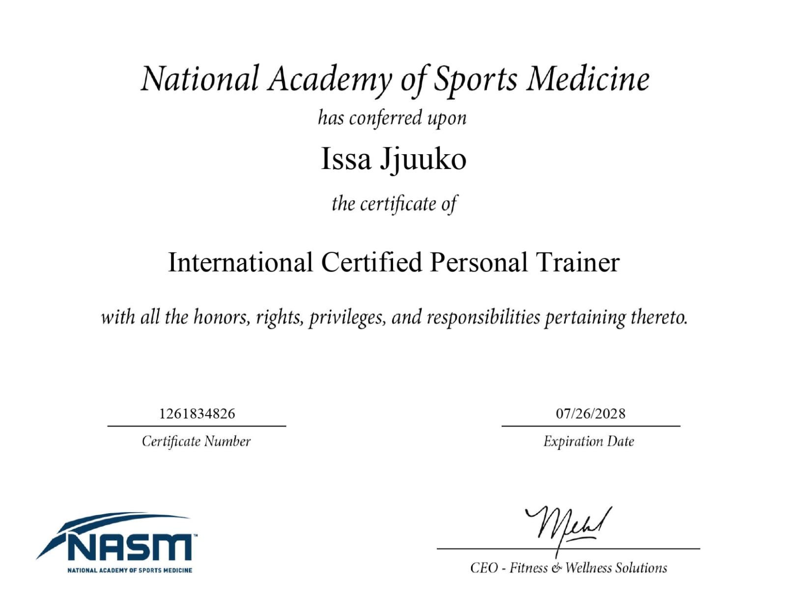 Nutrition Coaching certificate